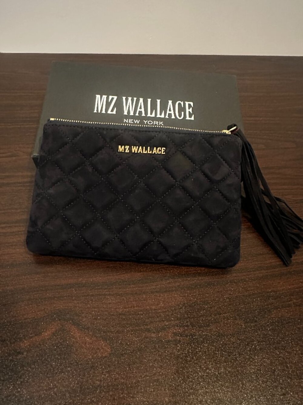 MZ Wallace Small Quilted Pouch Dawn Nubuck w/ Box EUC